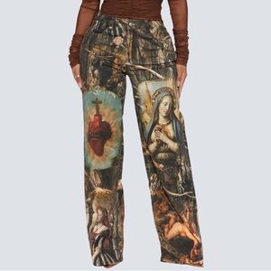 NWT Fashion Nova Showing My Devotion Camo Printed Baggy Jeans